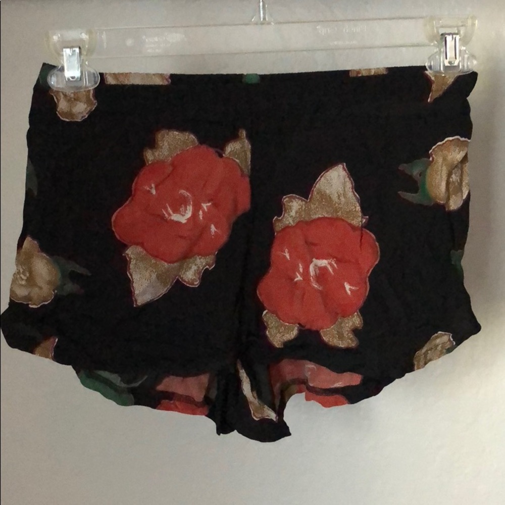 Black Floral Shorts